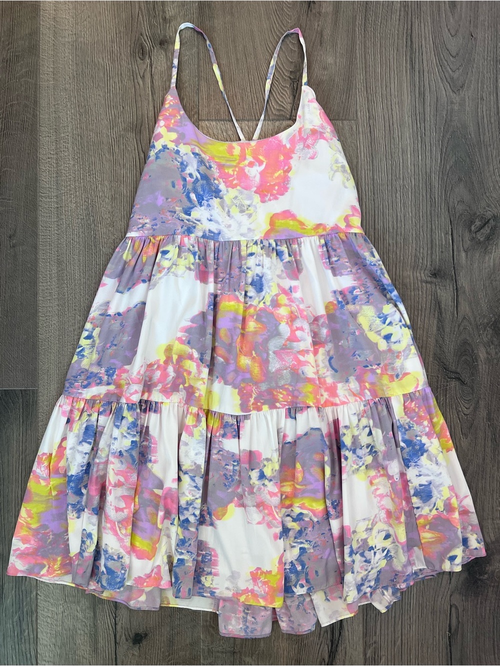 Walter Baker Pastel Watercolor Tiered Sundress - Pink, Purple & Yellow
